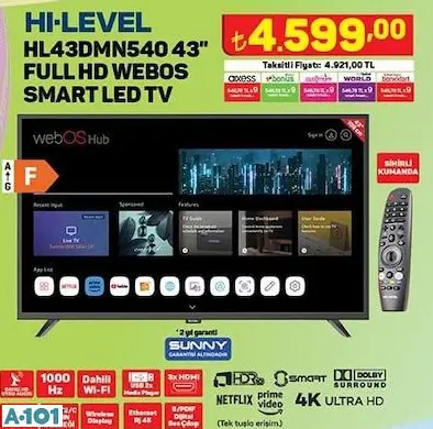 Hİ-LEVEL 43 FULL HD ANDROİD SMART LED TV/AKILLI TELEVİZYON